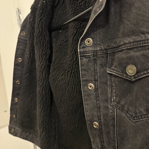 🖤  Topshop Sherpa Lined Denim Jacket, Size S - Picture 3 of 5